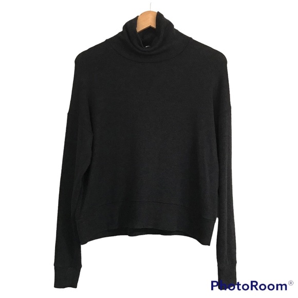 Aritzia Community Allora Turtleneck Boxy Sweater Charcoal Grey - Picture 2 of 11